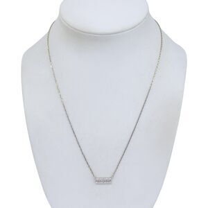 Vintage Sterling Silver 925 Gold Tone Cubic Zirconia Bar Pendant Necklace 16"-18